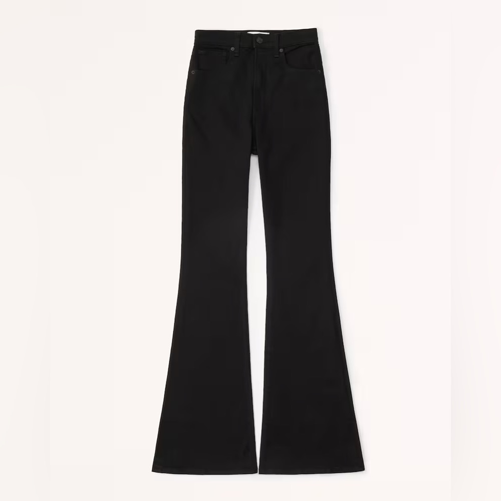 Abercrombie Ultra High Rise Black Flare Jeans, Size 24